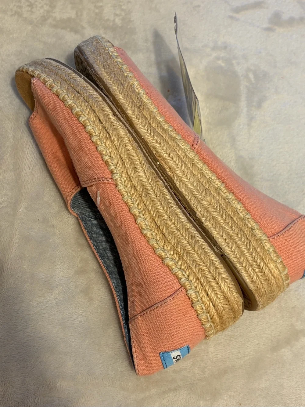 TOMS Pink Canvas Espadrille Platform Slip-Ons